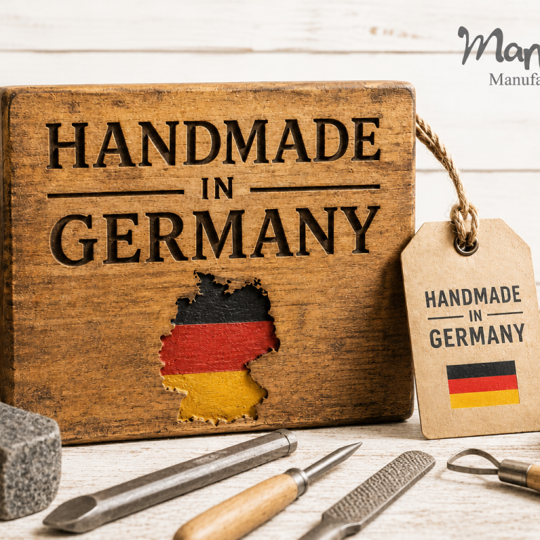 Hier geht es zum Shop Holztafel mit dem Aufdruck „Handmade in Germany“ und Deutschlandflagge.
